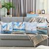 Watercolor Sailboat Seagull Digital Printing Pillow Cover Short Plush Suitable Living Rooms Bedrooms Sofas Throw Cushion Cover