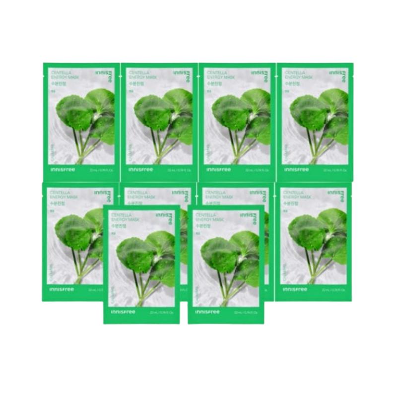 

Innisfree Энергетическая маска с центеллой азиатской 22 мл x 10 листов | Успокаивающая и восстанавливающая тканевая маска с экстрактом цики | Корейский уход за кожей 22ml x 10 Sheets