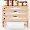 Bambus Fach Frischhaltefolie Alufolie Cutter Box Mit Küchenpapier Wandmontiert Papierhandtuch Küchenorganizer Zubehör