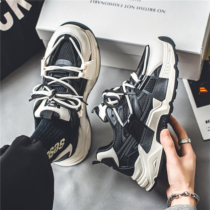 

Папины кроссовки мужские 2024 весна новые на толстой подошве увеличивающие рост повседневные кроссовки мужские универсальные спортивные кроссовки B608 44 чёрный