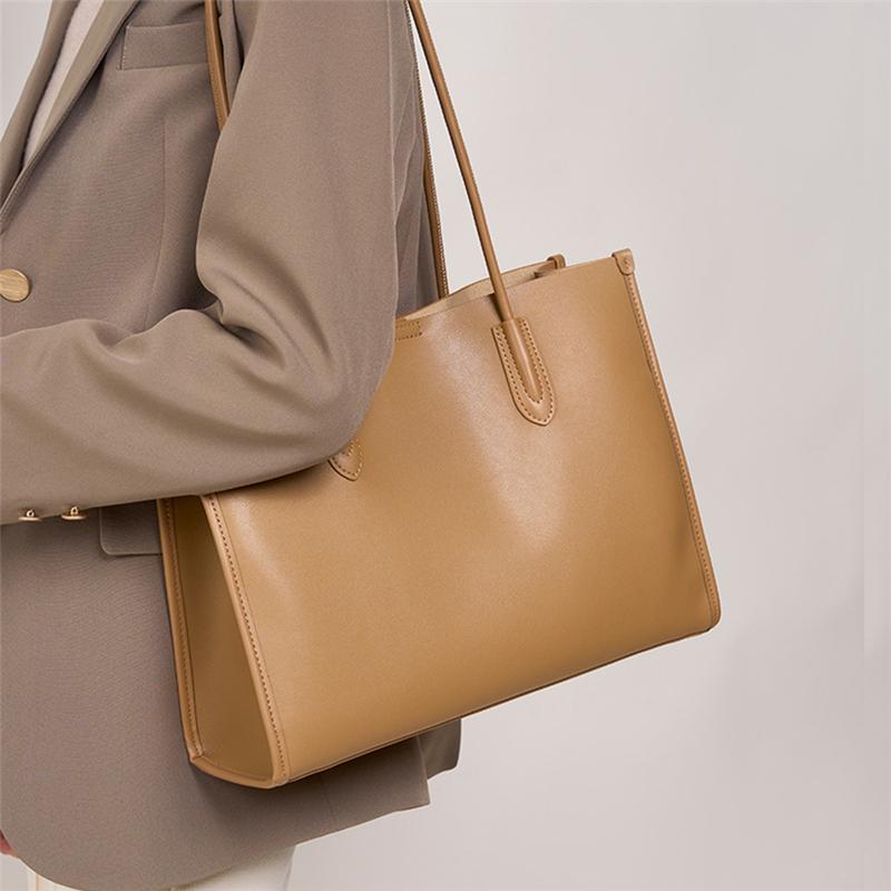 HIFASHION Minimalist Genuine Leather Large Women Tote Bags 2026 Large Capacity Casual Daily Shopping Office Shoulder Handbags