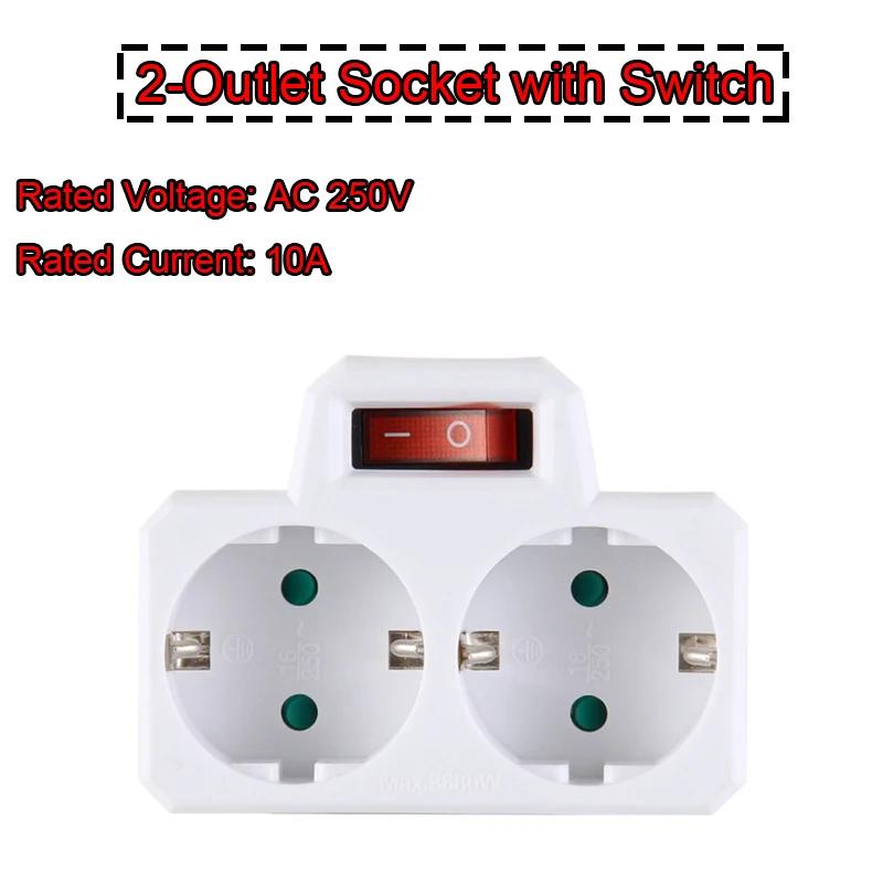 EU Power Socket European Standard Converter Extension Power Socket 2-Pin Plug Spain Germany AC Converter Adapter For Home Use