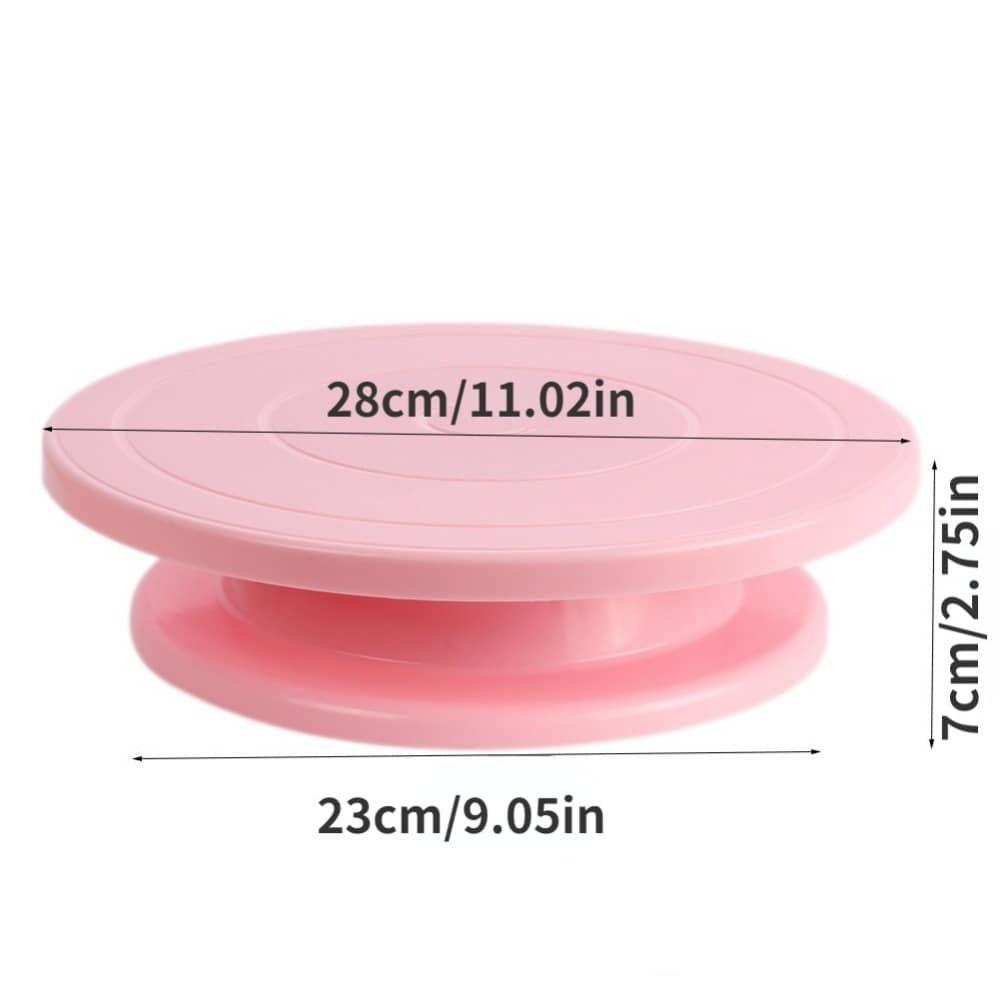Rotating Cake Turntable Pastry Round Cake Plate Nonslip Bottom Revolving Decorating Stand 360 Degree Revolving Cake Base Scraper