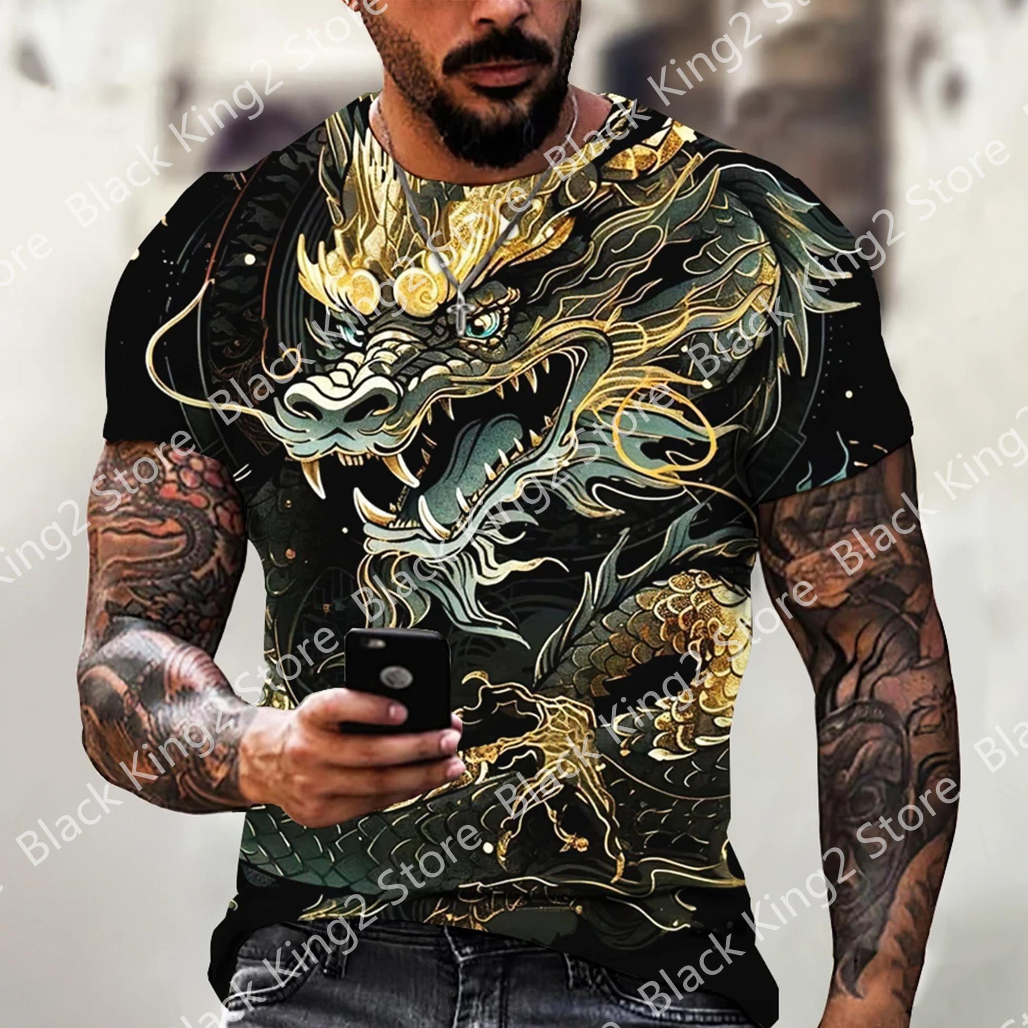 

Мужская футболка с 3d драконом, летняя модная футболка с принтом, с животным узором, с короткими рукавами, уличная одежда большого размера, футболки, повседневные мужские топы 6XL