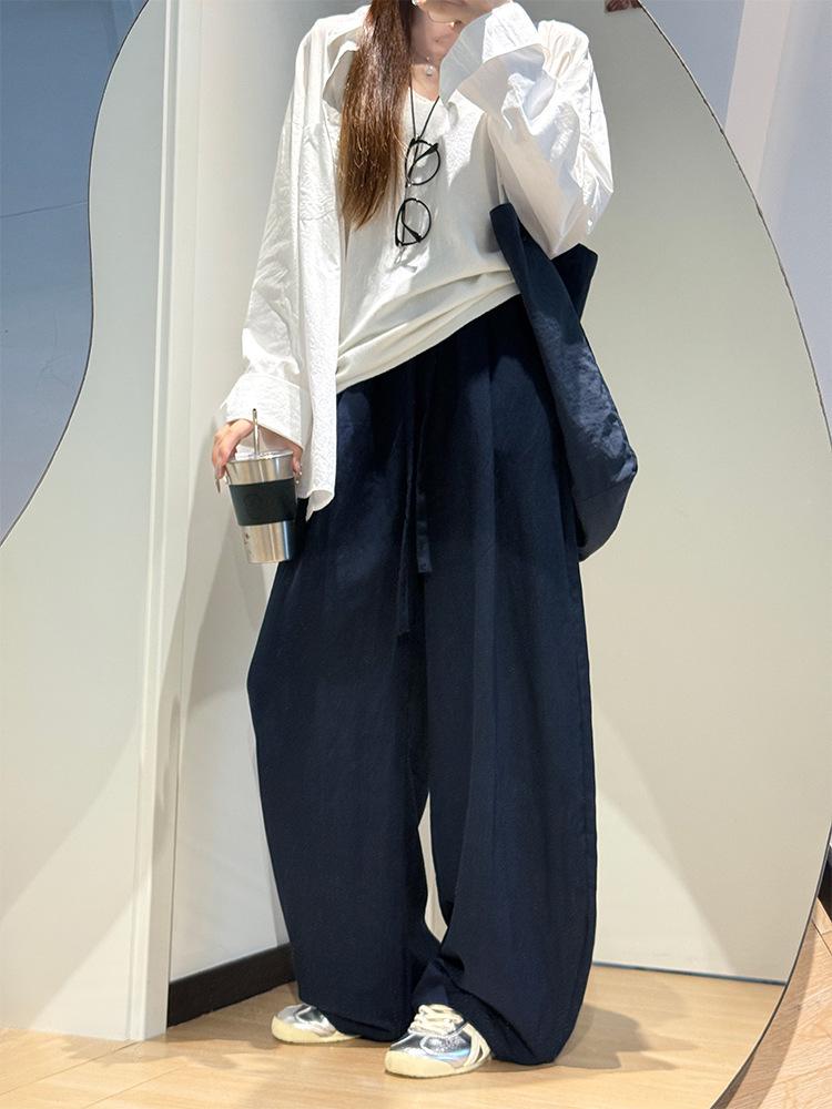 Women's Tencel Linen Wide-Leg Pants - Autumn 2025, Lightweight, Loose Fit, Straight-Leg, Sun Protection Casual Wear.