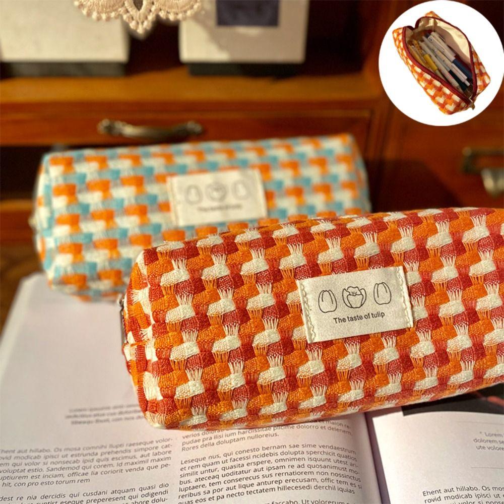 Stain Resistant Pen Bag Rainbow Weaving Design Pen Storage Bag Pencil Case  School Office