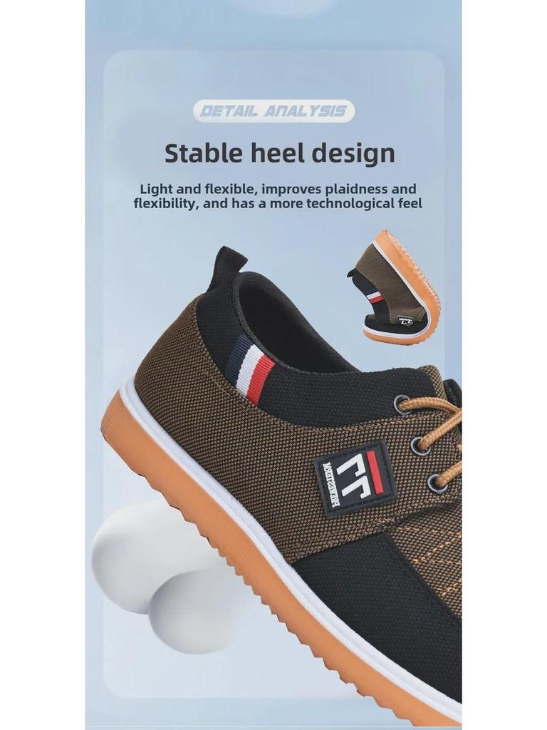 Męskie oddychające, lekkie, odporne na zużycie płócienne buty do biegania z podeszwą z kauczuku – wszechstronne na jesień i do prowadzenia samochodu.