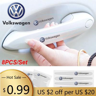 For VOLKSWAGEN VW 8PCS Car Door Handle Sticker Protective Film Decal for Volkswagen Rline Golf GTI Bora Passat Jetta Beetle Scir