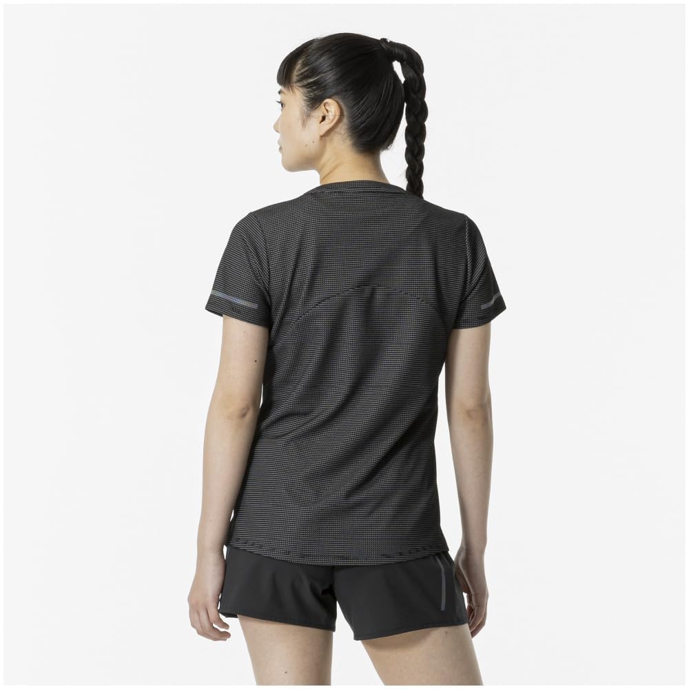 Mizuno Dry Aeroflow Breathable Running Size S Women's T-Shirt, Black, (J2MAA788)