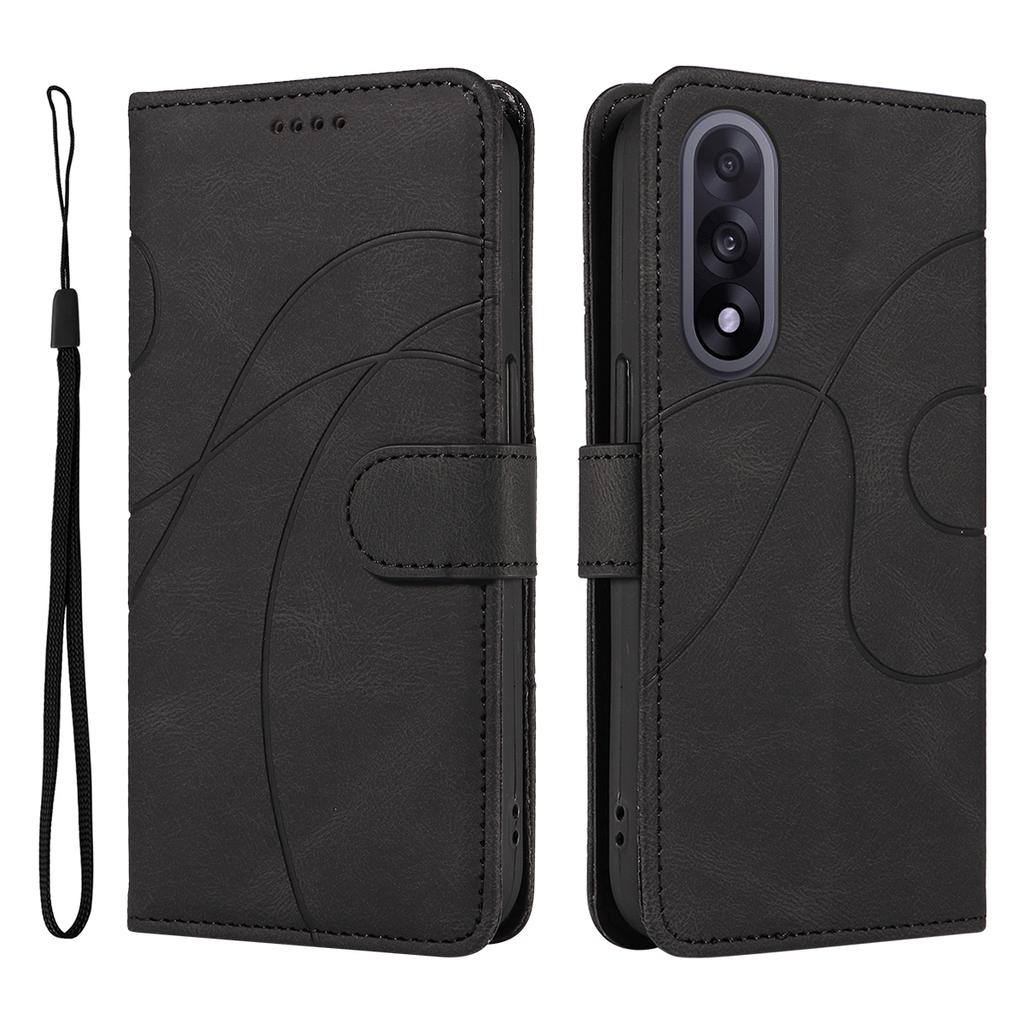 For OnePlus Nord 5 5G/OnePlus Ace 5 Ultra 5G Wallet Case Leather Phone Cover Stand with Curved Line Design