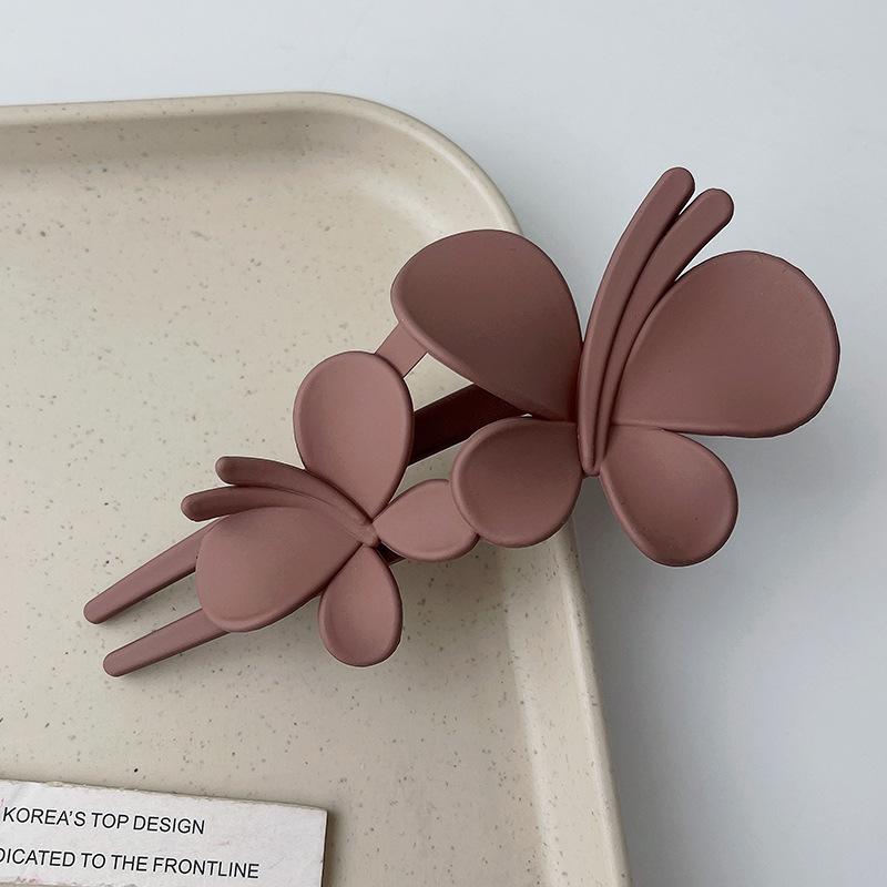Large Double Butterfly Hair Clips Women Temperament Elegant Back Head Ponytail Clip Hairpin Frosted Duckbill Clip