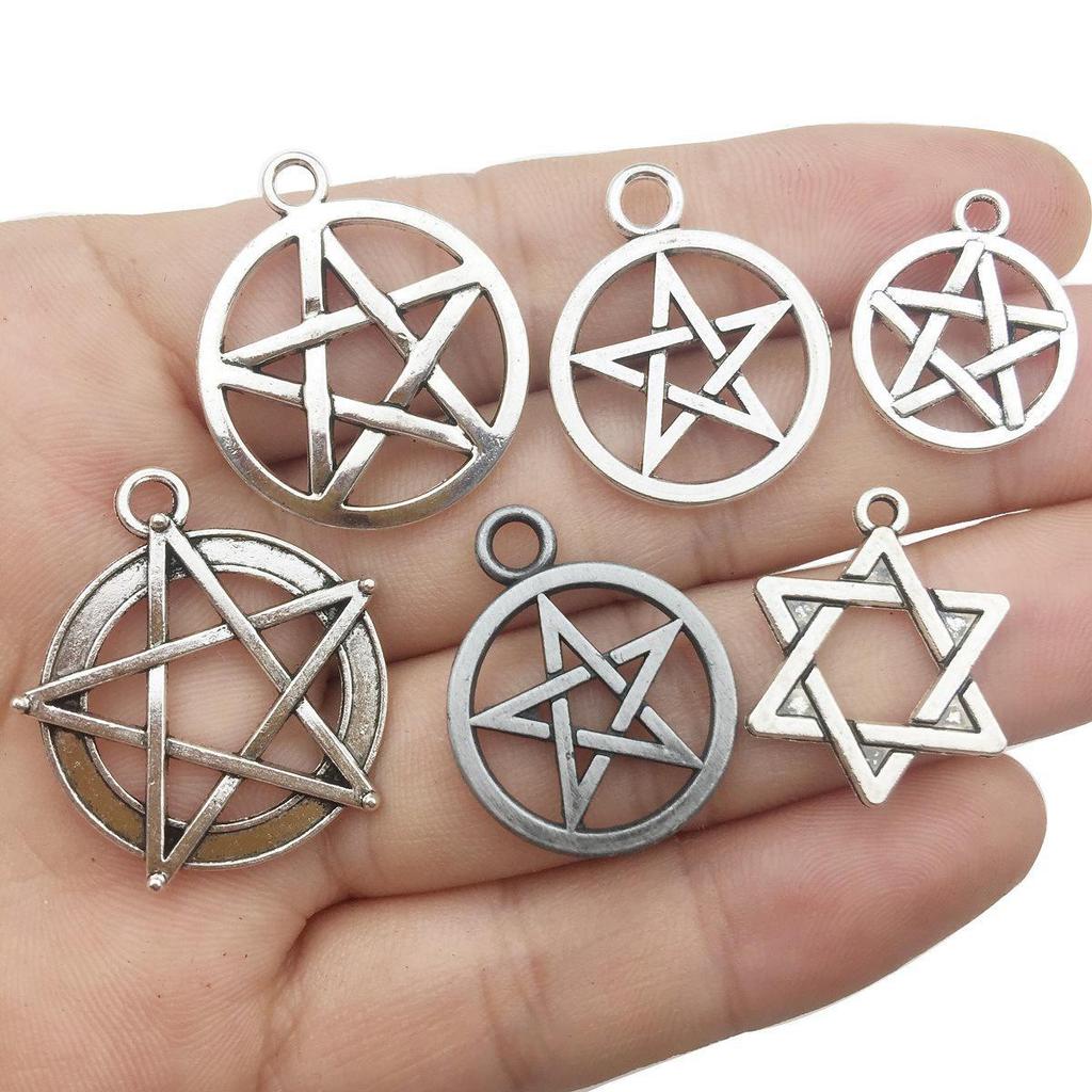 Pandantiv cu stea cu cinci colțuri de tarot retro pentru bijuterii DIY, colier și brățară