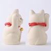 Gingado Maneki Neko (Large Size - 16cm) White Lacquer Finish_Right Hand Raised/Metal_Lucky Cat Manek