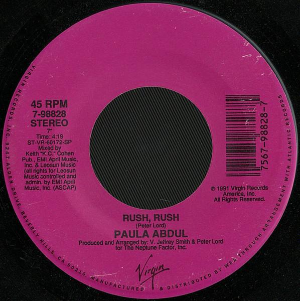 7inch Record PAULA ABDUL - Rush Rush 798828 Virgin 1991 US Soul/Funk Used
