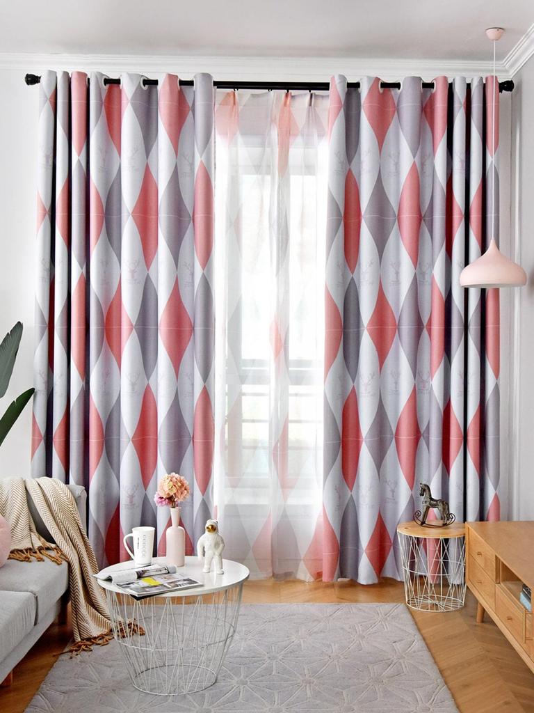 Cortina de luxo estampada xadrez resistente ao calor de alta sombra para sala de estar cortinas de quarto