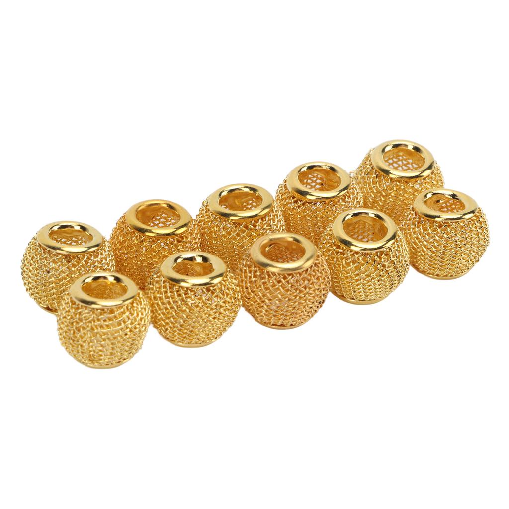10 Pcs Spacer Beads Round Mesh Hollow Gold Plated   Spacer Beads   Hand Made Beading for Jewelry Making
