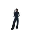 European-Style Spring 2025 Women's Tracksuit: Cardigan Jacket & High-Waisted Wide-Leg Pants Set