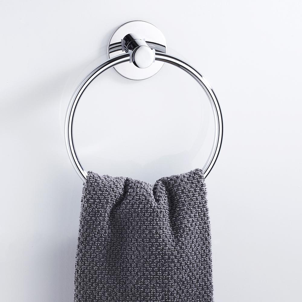 Towel Ring Stainless Steel Heavy Duty Hand Towel Holder Self Adhesive No Drilling Towel Rack Modern Round Base Towel Hanger