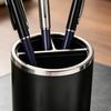 Xiaobudian Pen Holder, Cylindrical Design Pencil Holder with Silver Edge Decoration, 3-Compartment Desktop Organizer for Pens Paper Clips Makeup