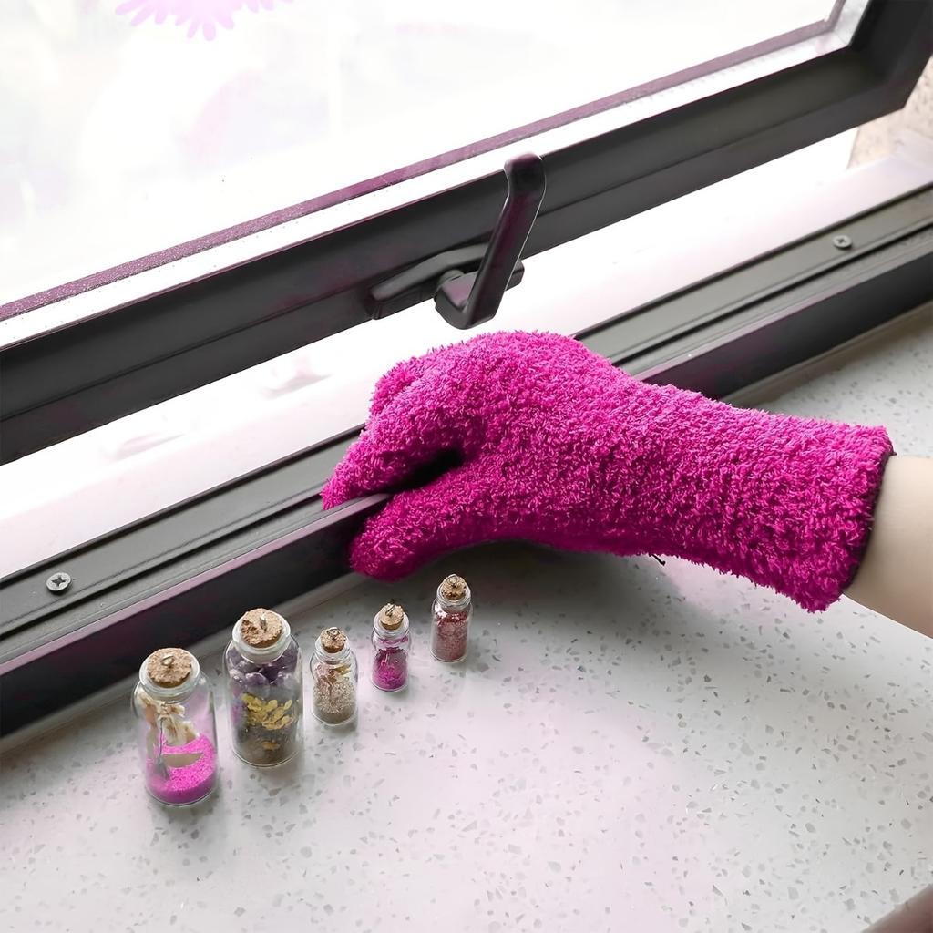Ultra Fine Fiber Dust Removal Gloves - Coral Fleece Fabric, Elastic and Breathable, Easy To Clean Dust On Car, Boat and Plant Surfaces
