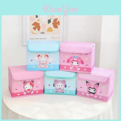 Hello Kitty Kuromi Cinnamoroll My Melody Pattern Foldable Flip Storage Box For Makeup And Office Organization