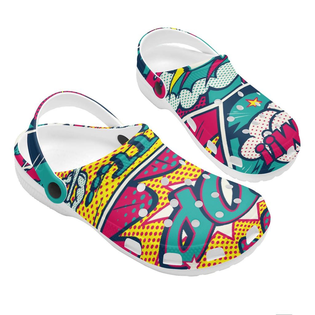 Unisex Printed EVA Clogs Breathable Lightweight Garden Shoes Slip On Beach Bathroom Pool Home Summer Wear Indoor Outdoor Use