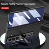 Samsung Z Fold7 Electroplated Leather Magnetic Case with Bracket - Anti-drop Protective Cover