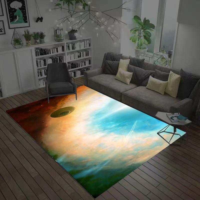 3D Planet Universe Large Area Soft Flannel Carpet Children's Room Play Floor Mat Home Living Room Bedroom Decorative Floor Mat