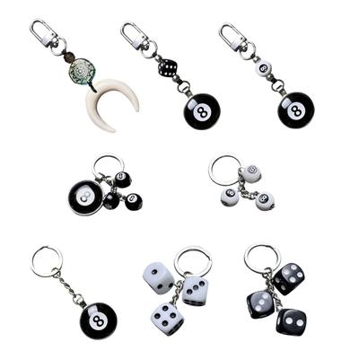 Smiling Face Dice 8 Ball Charm Keyring Backpack Decoration Handmade Pendant Keyring Fashion Bag Charm Fashion Keychain