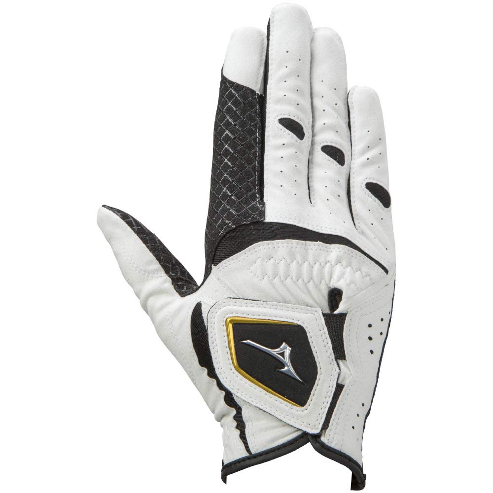 

MIZUNO Double Grip Golf Synthetic Leather with Silicone 22cm Men s Glove, Right-Handed, Print, White/Black,