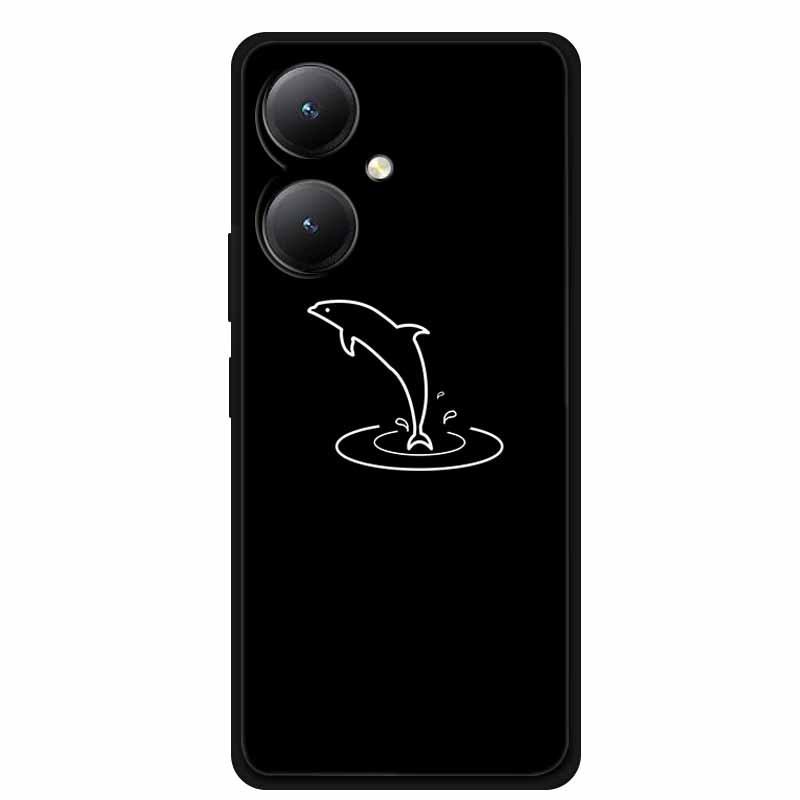 Black TPU Soft Case for Y27 4G, Y35, Y35m+, Y55T 5G Phones - Cross-Line Design