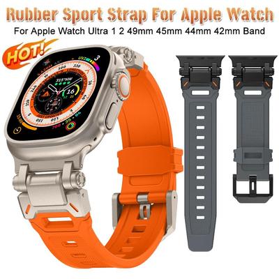 Silikonarmband für Apple Watch Band Ultra 2 1 49 mm 45 mm 44 mm 42 mm weiches Sportband für iWatch Serie 9 8 7 6 5 SE Armbandzubehör