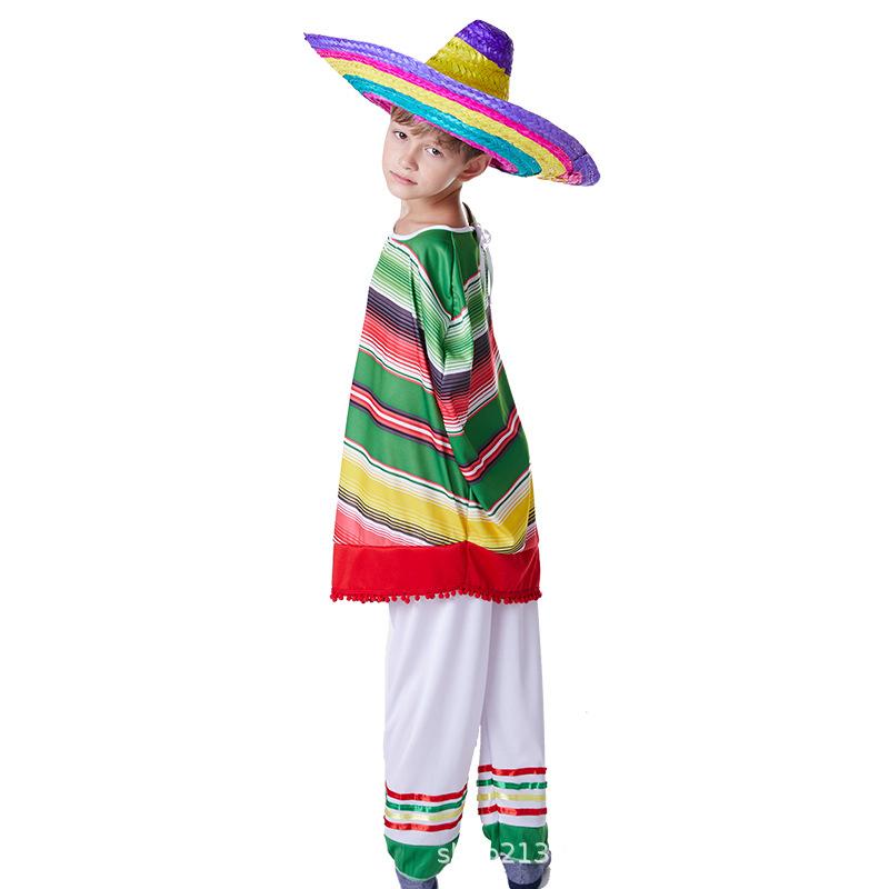 Children's Day Mexican Ethnic Customs Cosplay Clothing Cape Straw Hat Children's Performance Clothes Including Hats