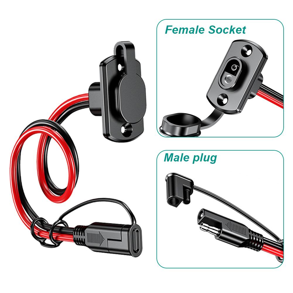 12AWG SAE Quick Connector Harness Adapter Waterproof SAE Extension Cord Sidewall Port for Solar Panel Generator Battery Charger