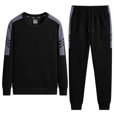 Sweatshirt Set for Men, Long Sleeved Loose and Versatile Casual Sportswear, Round Neck Sweatshirt Two-piece Set