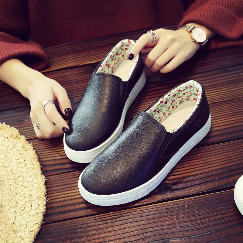 Zapatos De Mujer Women Cute Black Spring Slip On Leather Shoes Lady Classic Comfort Summer Nurse Hotel Work Loafers Ab545