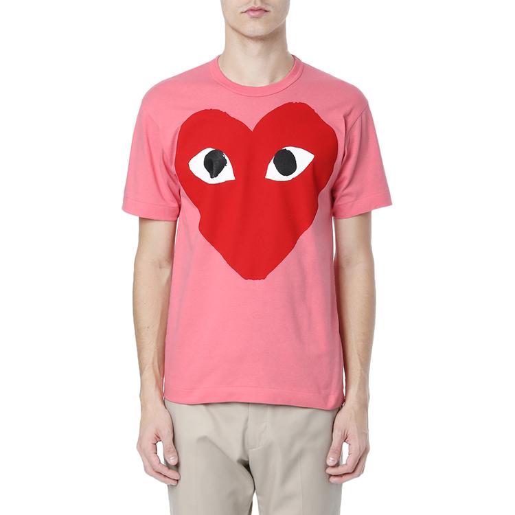 CDG Play Pastelle Red Heart T-shirt Pink AZ-T274-051-3