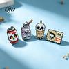 Handmade Enamel Accessory Halloween Badge Dark Gothic Style Skull Patten Milk Tea Statement Lapel Pin Shape Zinc Alloy Texture Brooch Versatile