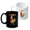 Ceramic F-Caw-F Chicken Coffee Mug 15oz Funny Beverage Container Novelty Coffee Mug Tea Cup Birthday Gifts For Men Women Friends