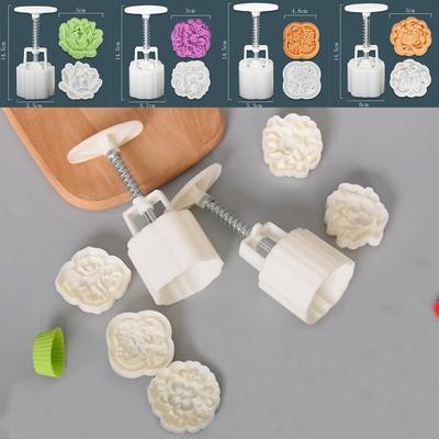 3D DIY MoonCake Kalıp Damga El Basıncı Çiçek Bisküvi Tatlı Pasta Kalıp