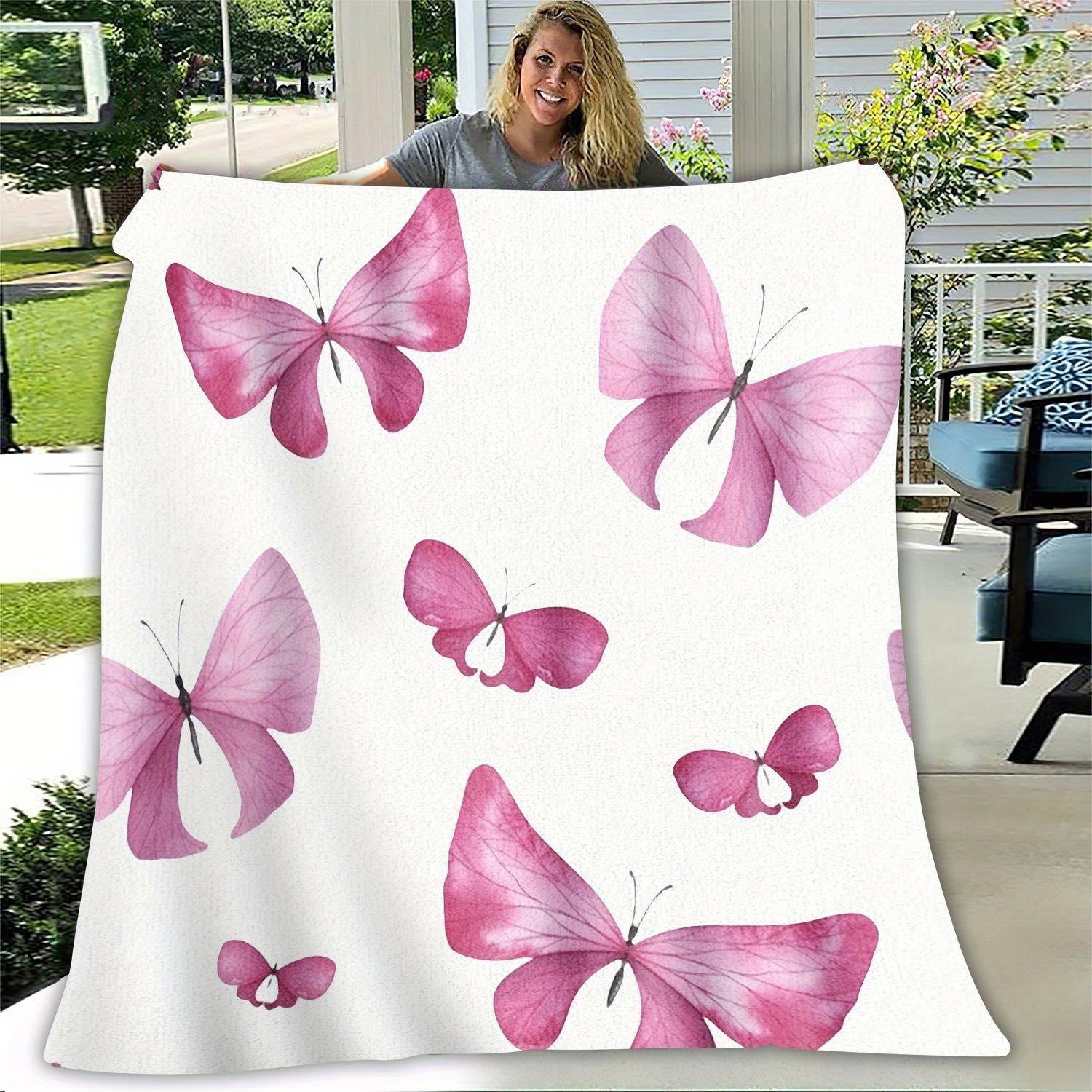 Vibrant Rainbow Butterfly Blanket, Artistic Floral Design, Soft Home Decor Throw Blanket 75cmx90cm