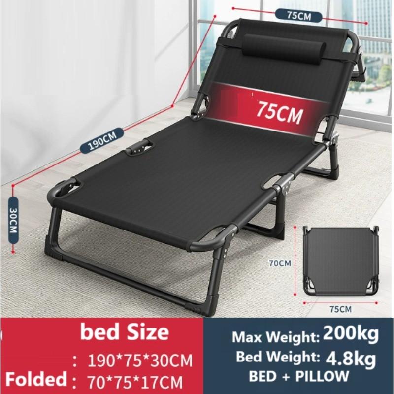 Backrest Adjustable Office Afternoon Nap Recliner Portable Folding Single Bed Wide Surface Lightweight Foldable Bed