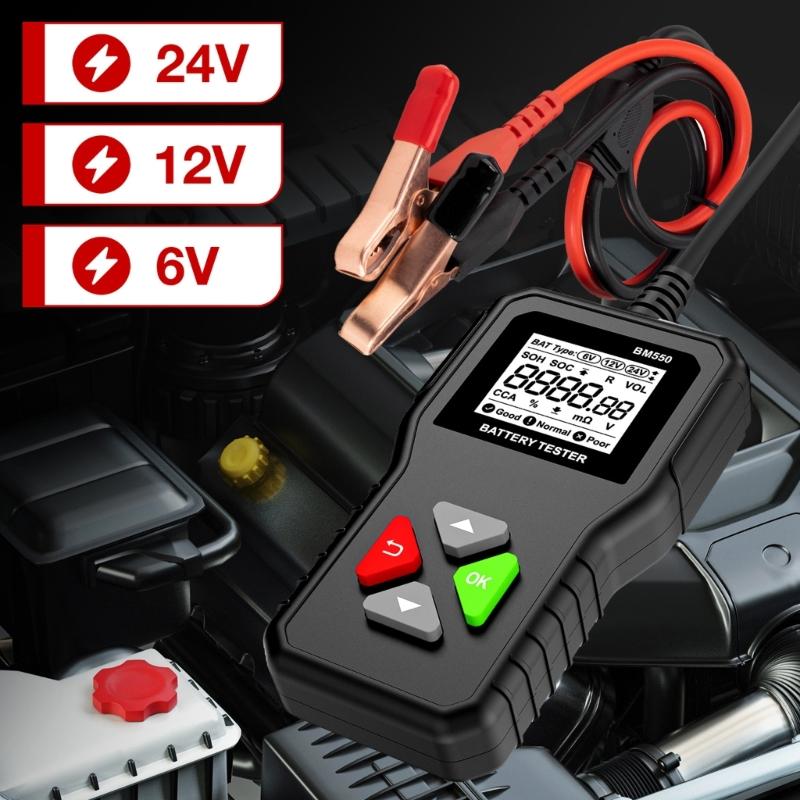 24V 6V 12V Battery Tester BM550 Test Analyzer Diagnostic Tool Detector Accessories Fit for Car Motorcycles Truck Trailer