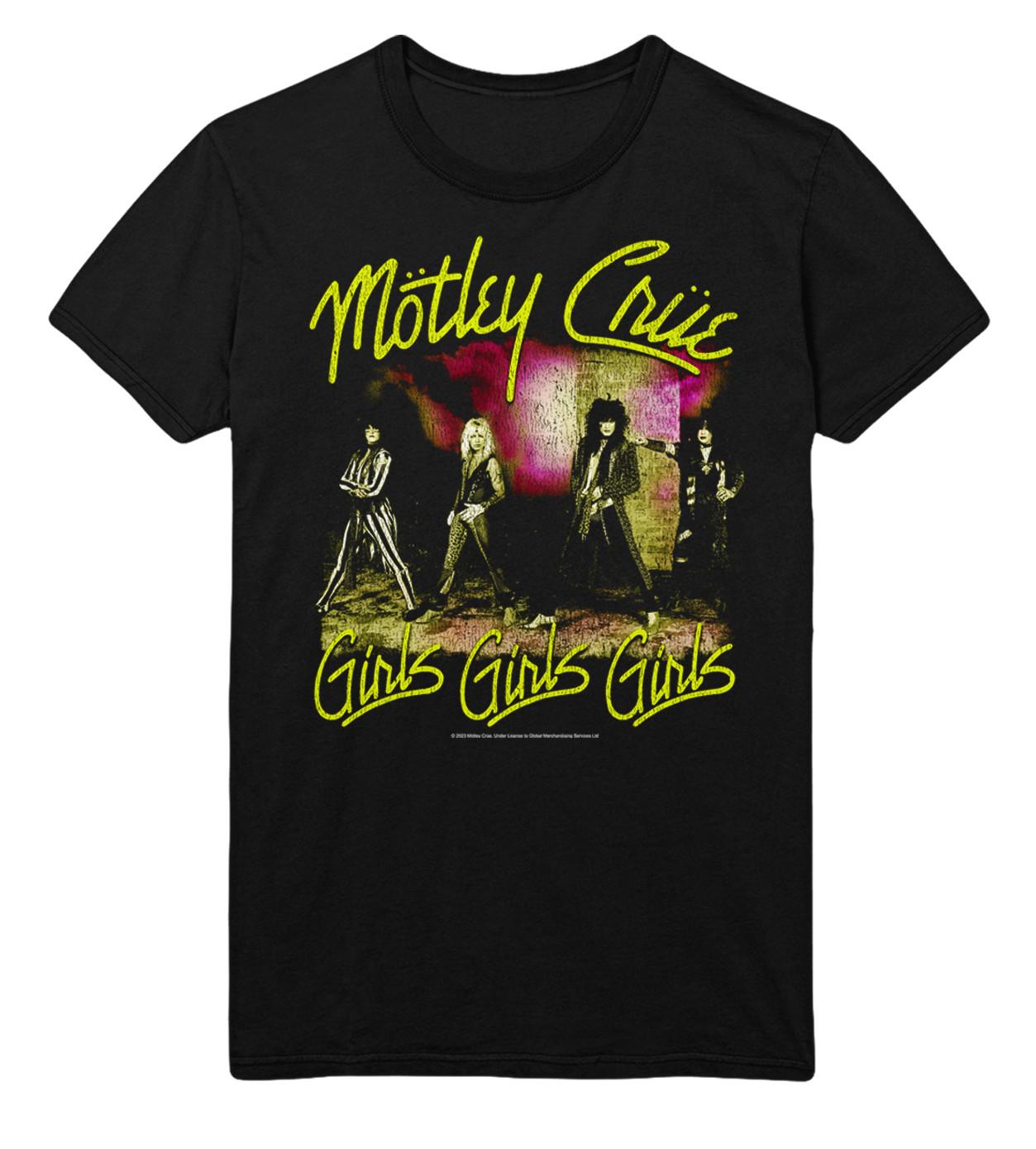 Stakes Motley Crue Yellow Girls Jumbo Print T-Shirt T-Shirt Black New L