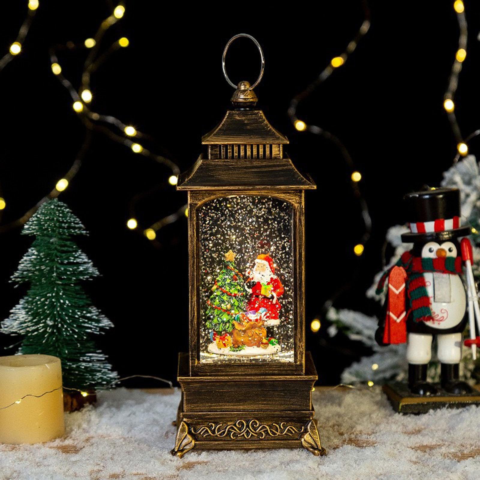 Christmas Snow Globe Lanterns With Music And Auto Snowfall Battery Operated Home Decoration For Festives Season Ornament