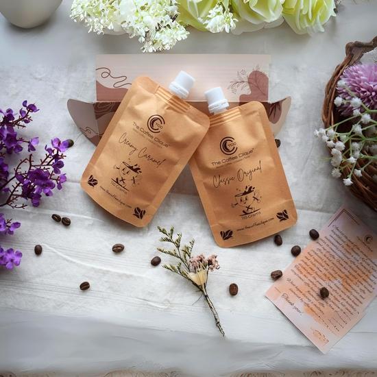The Coffee Clique | Classic Original + Creamy Caramel | Beaten Coffee Paste | Cafe Like Cappuccino At Home | Combo of 2 | 220 Grams | Flavoured Coffee
