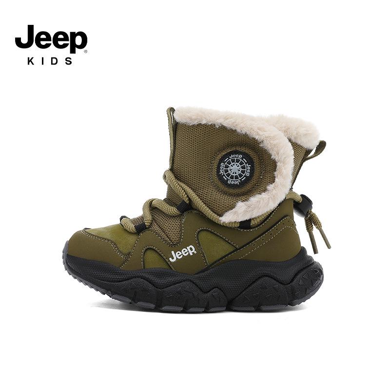 

Jeep Boys Winter Fur Non-Slip Waterproof Snow Boots - Velvet Lined, Extra Thick, Warm Cotton Shoes for Kids 32