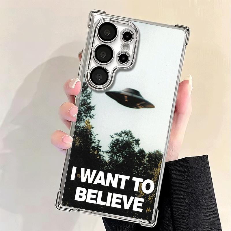 The X Files I Want to Believe Soft Phone Case For Samsung Galaxy S26 Ultra S25 Edge S24 FE S23 Plus S22 S21 + S20 Plating Anti-F