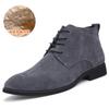New Pointed Leather Shoes Men's Velvet and Cotton High-top Trend British Casual Leather Shoes Leather Boots Korean Version