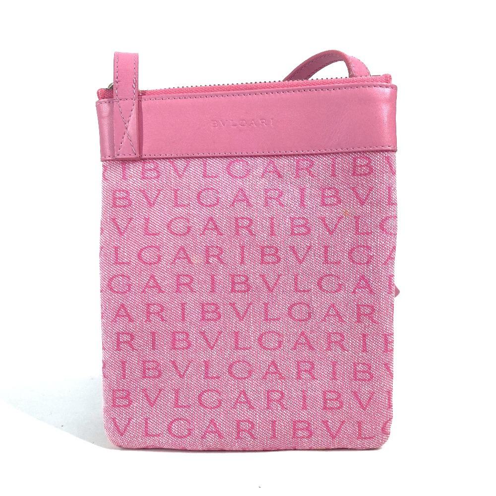 BVLGARI Logo mania Crossbody bag Pochette Shoulder Bag Canvas/Leather pink